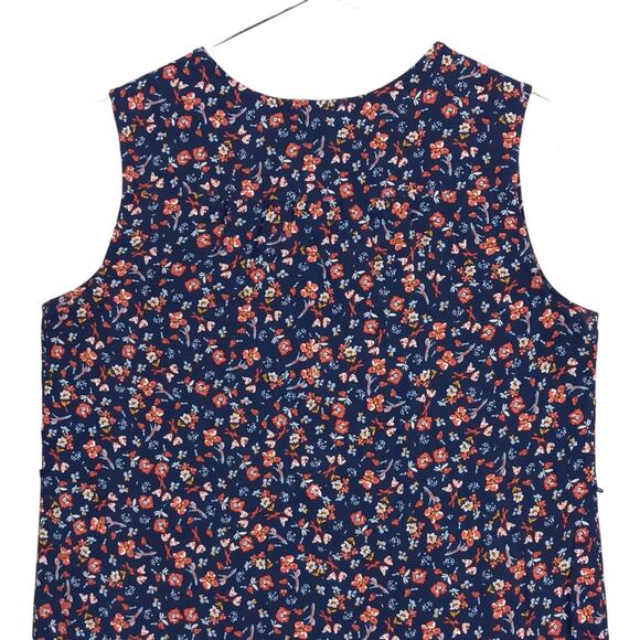 Beach Lunch Lounge Ditsy Floral Tunic Dress Size Medium Blue Sleeveless - Picture 4 of 10